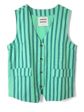 Damson madder coco waistcoat vest mint w blue stripes uk sz 12 us sz 8 BNWT